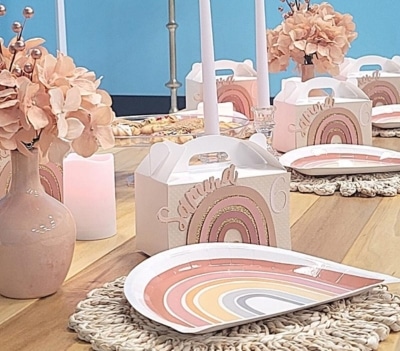 Boho magical picnic table close up for kids party rentals in Warwick RI