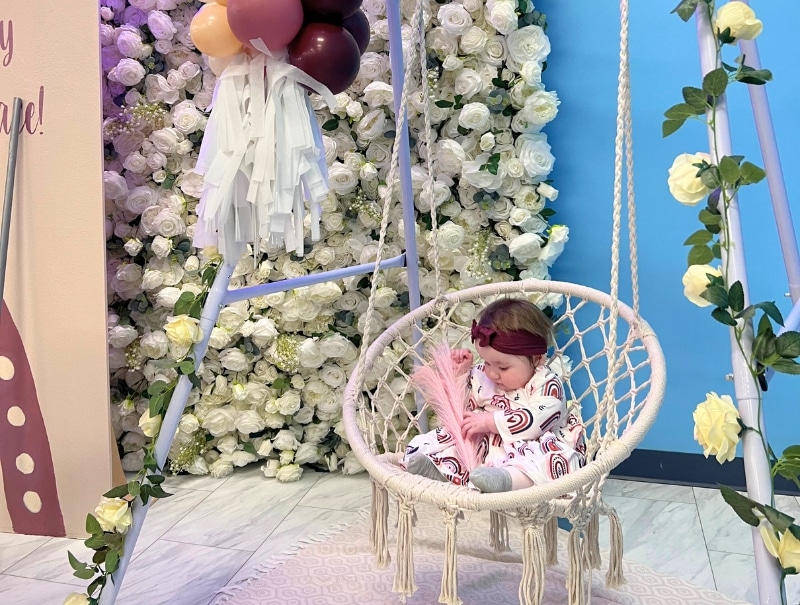 The Boho Swing is a great add-on for 1 year old party