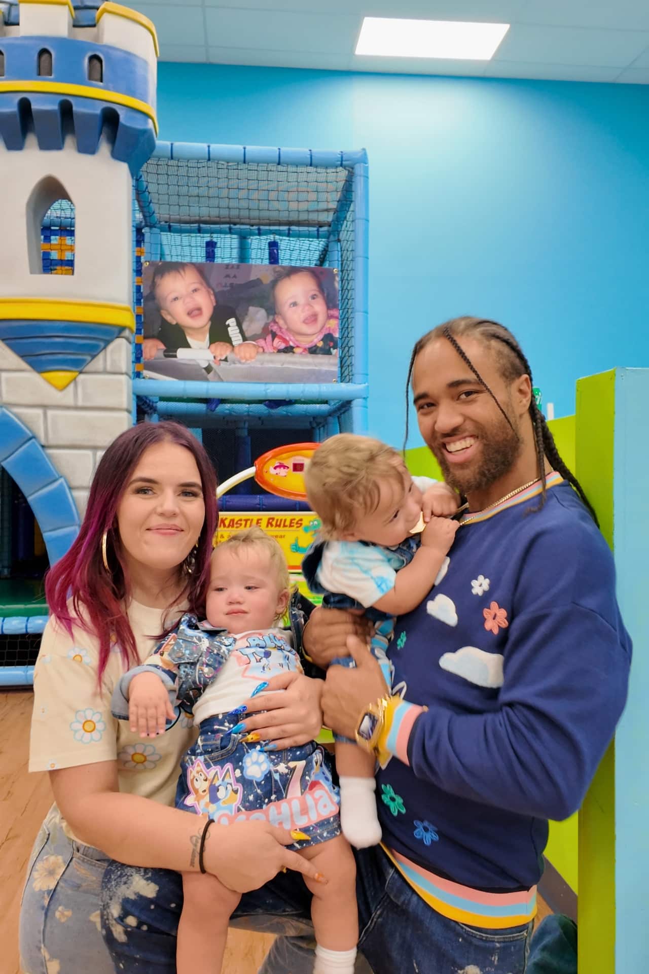 A happy family celebrating a 100% private birthday party at our Warwick, RI indoor Playground venue.
