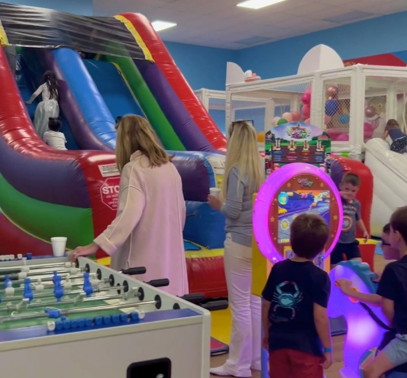 16 foot bounce slide at Kidz Kastle kids birthday party venue Warwick RI